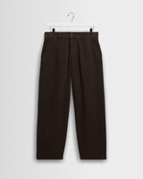 wax london men's Sidford - Brown Cotton Canvas Barrel Trousers