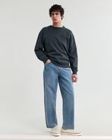 wax london men's Sidney - Washed Black Embroidered Brushed Cotton Sweatshirt