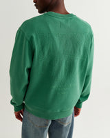 wax london men's Sidney - Washed Green Embroidered Brushed Cotton Sweatshirt