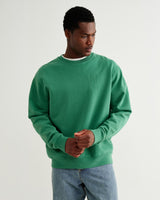 wax london men's Sidney - Washed Green Embroidered Brushed Cotton Sweatshirt