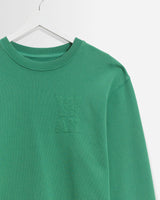 wax london men's Sidney - Washed Green Embroidered Brushed Cotton Sweatshirt