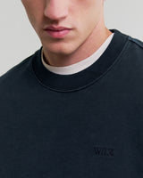 wax london men's Sidney - Washed Navy Brushed Cotton Sweatshirt
