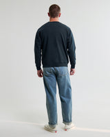wax london men's Sidney - Washed Navy Brushed Cotton Sweatshirt
