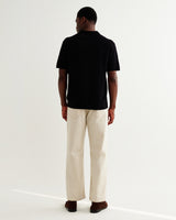 wax london men's Siena - Black Boucle Knitted Polo Shirt