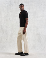 wax london men's Siena - Black Pointelle Knitted Polo