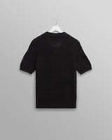 wax london men's Siena - Black Pointelle Knitted Polo