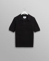 wax london men's Siena - Black Pointelle Knitted Polo