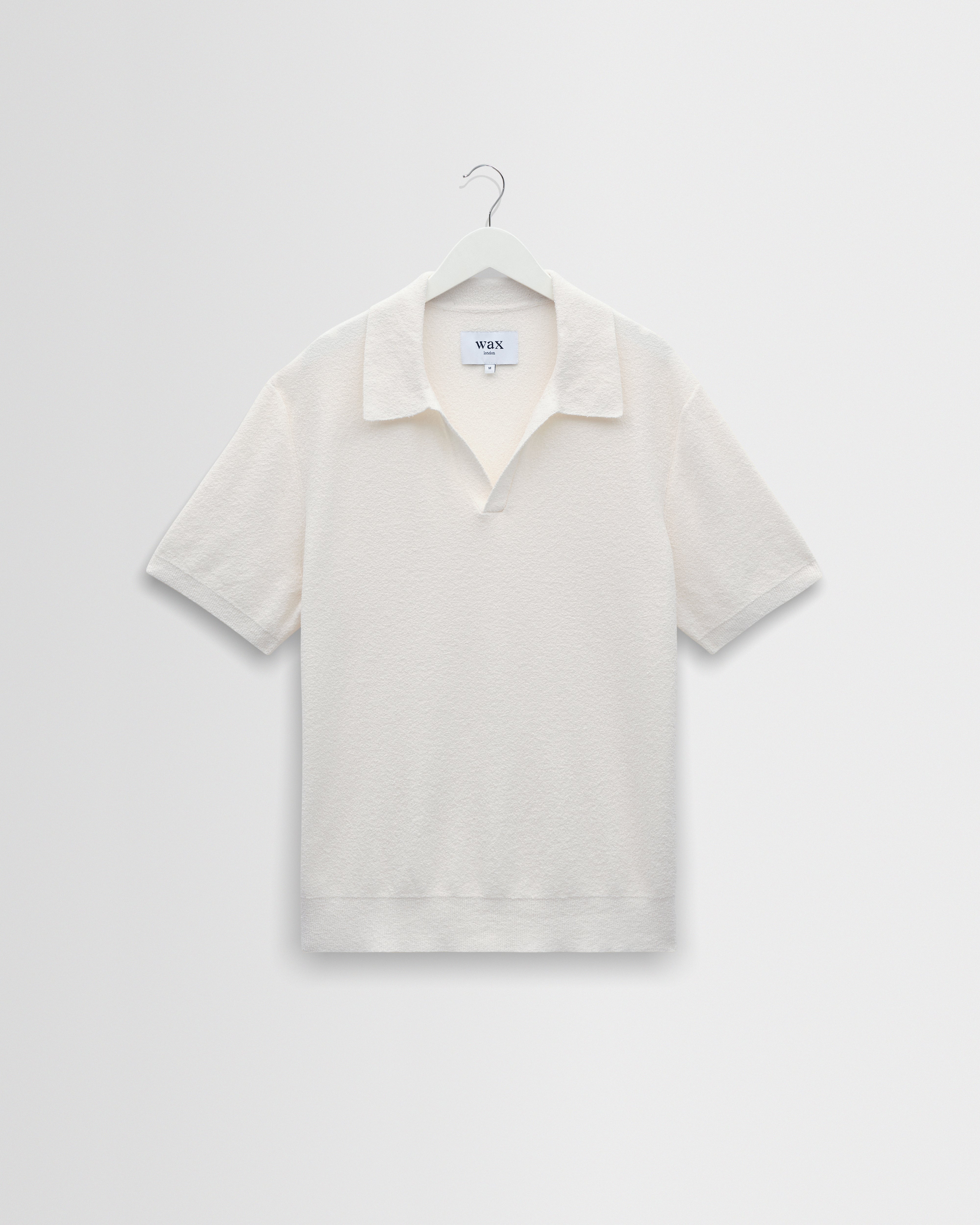 Men's Ecru Boucle Knitted Polo Shirt | Wax London