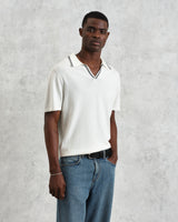 wax london men's Siena - Ecru Fine Gauge Cotton Polo
