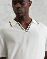wax london men's Siena - Ecru Fine Gauge Cotton Polo