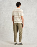 wax london men's Siena - Ecru Pointelle Knitted Polo