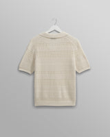 wax london men's Siena - Ecru Pointelle Knitted Polo