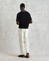 wax london men's Siena - Navy Fine Gauge Cotton Polo