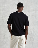wax london men's Siena - Navy Fine Gauge Cotton Polo