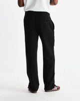 wax london men's Ska - Black Embroidered Logo Loopback Cotton Joggers