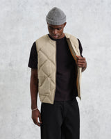 wax london men's Skye - Khaki Quilted Nylon Gilet