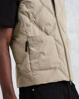wax london men's Skye - Khaki Quilted Nylon Gilet