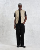 wax london men's Skye - Khaki Quilted Nylon Gilet