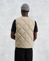 wax london men's Skye - Khaki Quilted Nylon Gilet