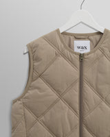 wax london men's Skye - Khaki Quilted Nylon Gilet