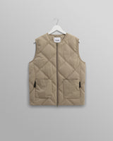 wax london men's Skye - Khaki Quilted Nylon Gilet