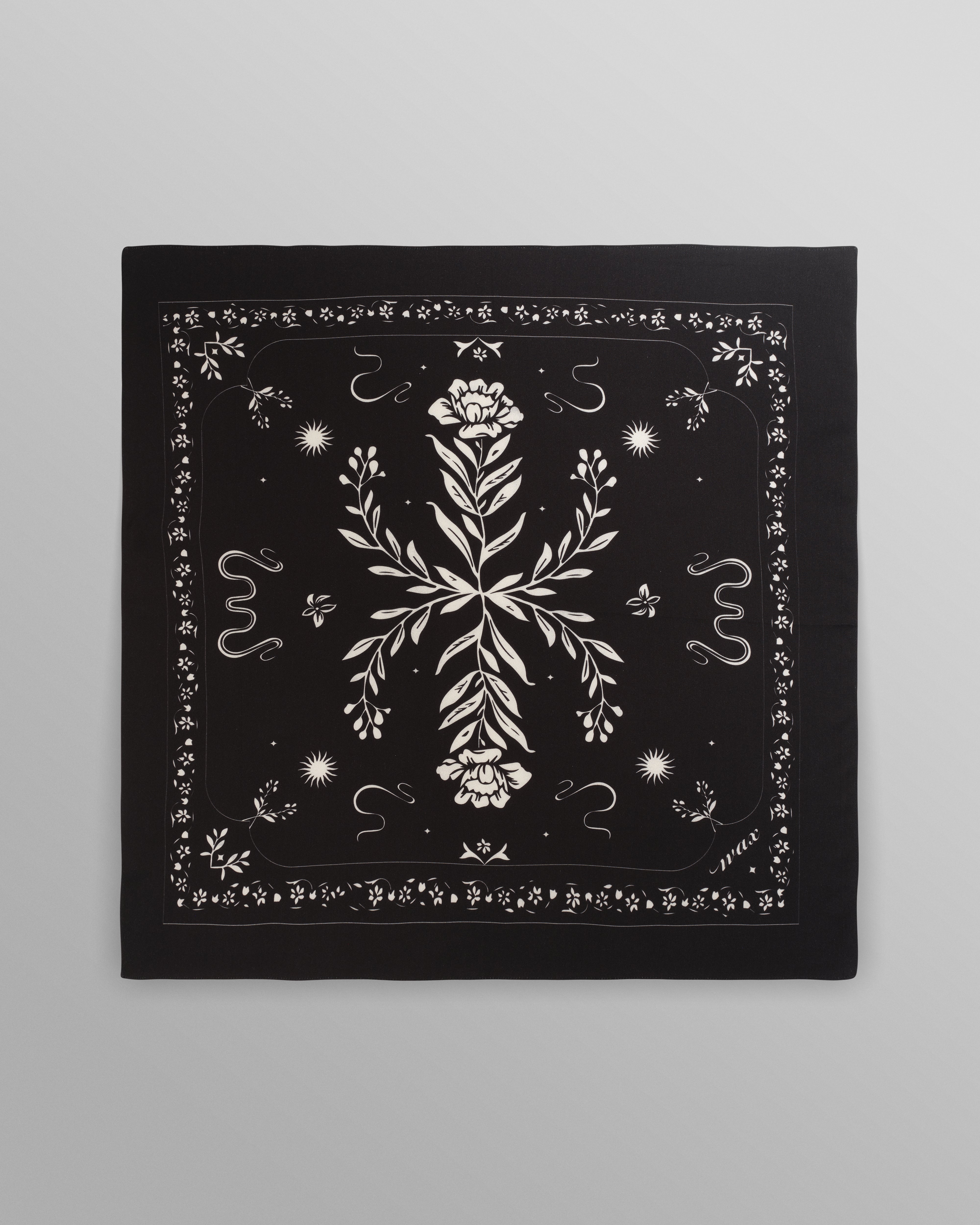 wax london men's Sloane - Black Floral Neck Scarf