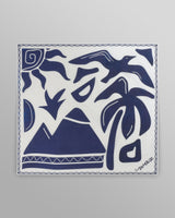 wax london men's Sloane - Navy And Ecru Scenic Neck Scarf