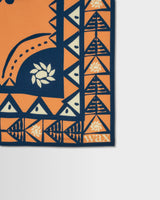 wax london men's Sloane - Orange And Navy Painted Flower Neck Scarf