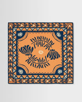 wax london men's Sloane - Orange And Navy Painted Flower Neck Scarf