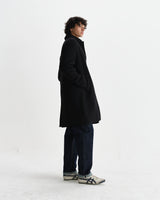 wax london men's Stan - Black Wool-Twill Car Coat