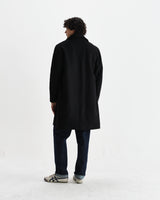 wax london men's Stan - Black Wool-Twill Car Coat
