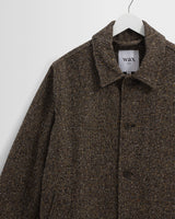 wax london men's Stan - Brown Fleck Tweed Car Coat