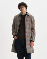 wax london men's Stan - Natural Houndstooth Check Italian Wool Car Coat