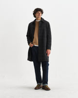 wax london men's Stan - Navy And Grey Puppytooth Check Italian Wool Car Coat