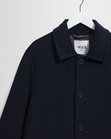 wax london men's Stan - Navy Double Face Car Coat