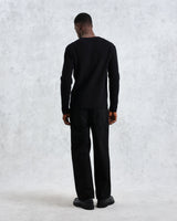 wax london men's Stanley - Black Rib-Knit Wool Jumper