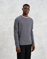 wax london men's Stanley - Grey Rib-Knit Wool Jumper