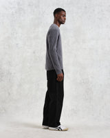 wax london men's Stanley - Grey Rib-Knit Wool Jumper