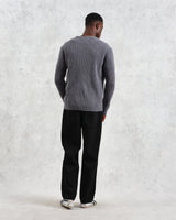 wax london men's Stanley - Grey Rib-Knit Wool Jumper
