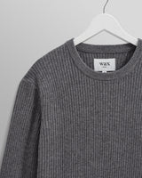 wax london men's Stanley - Grey Rib-Knit Wool Jumper