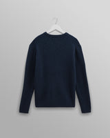 wax london men's Stanley - Navy Rib-Knit Wool Jumper