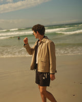 wax london men's Strand - Beige Cotton Tencel Twill Jacket