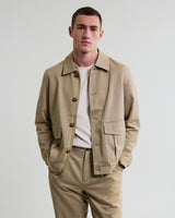 wax london men's Strand - Beige Cotton Tencel Twill Jacket