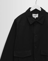 wax london men's Strand - Black Cotton Tencel Twill Jacket