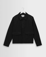 wax london men's Strand - Black Cotton Tencel Twill Jacket