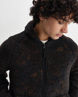 wax london men's Tate - Black And Brown Paisley Jacquard Fleece Jacket