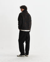 wax london men's Tate - Black And Brown Paisley Jacquard Fleece Jacket