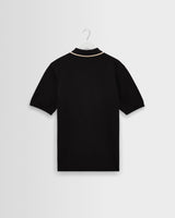 wax london men's Tellaro - Black And Ecru Retro Embroidered Shirt