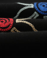 wax london men's Tellaro - Black Embroidered Knitted Cotton Polo