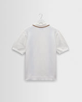 wax london men's Tellaro - Ecru And Blue Retro Embroidered Shirt